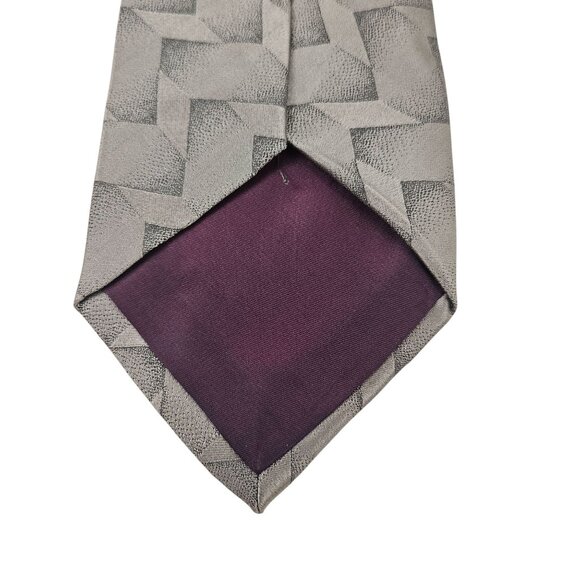 DeSantis Collection Mens Silk Neck Tie Gray Black Geometric Pattern Korea - Picture 5 of 6